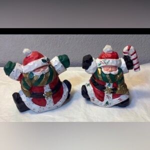 Festive Santa Figurines with Candy Cane